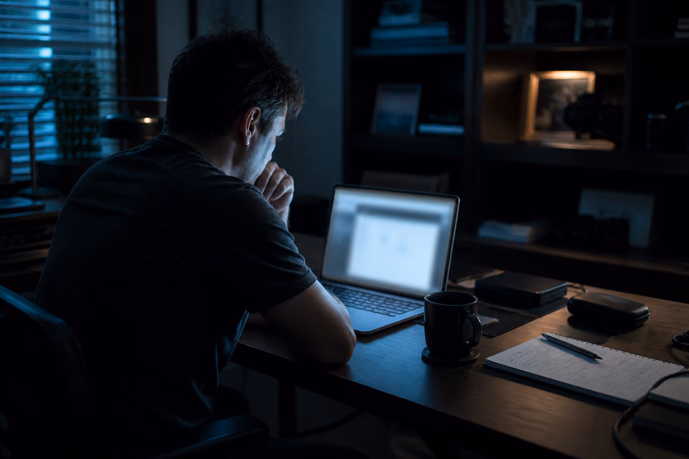 A person is engaged in searching for .onion links in a home office setting.